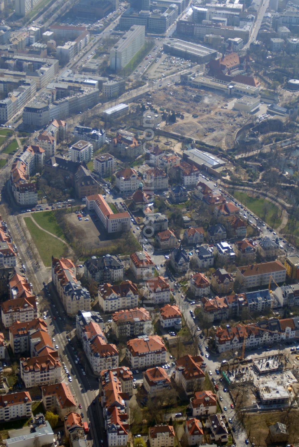 Aerial photograph Leipzig - Blick auf das Wohngebiet an der Ehrensteinstrasse in Leipzig Gohlis.