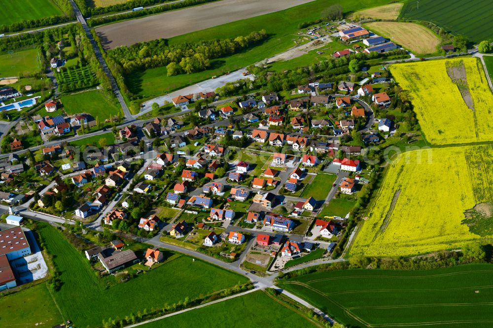 Abtswind from above - Single-family residential area of settlement in Abtswind in the state Bavaria, Germany