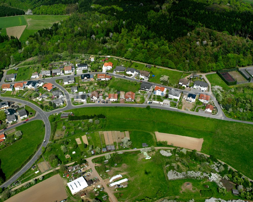 Allertshausen from above - Single-family residential area of settlement in Allertshausen in the state Hesse, Germany