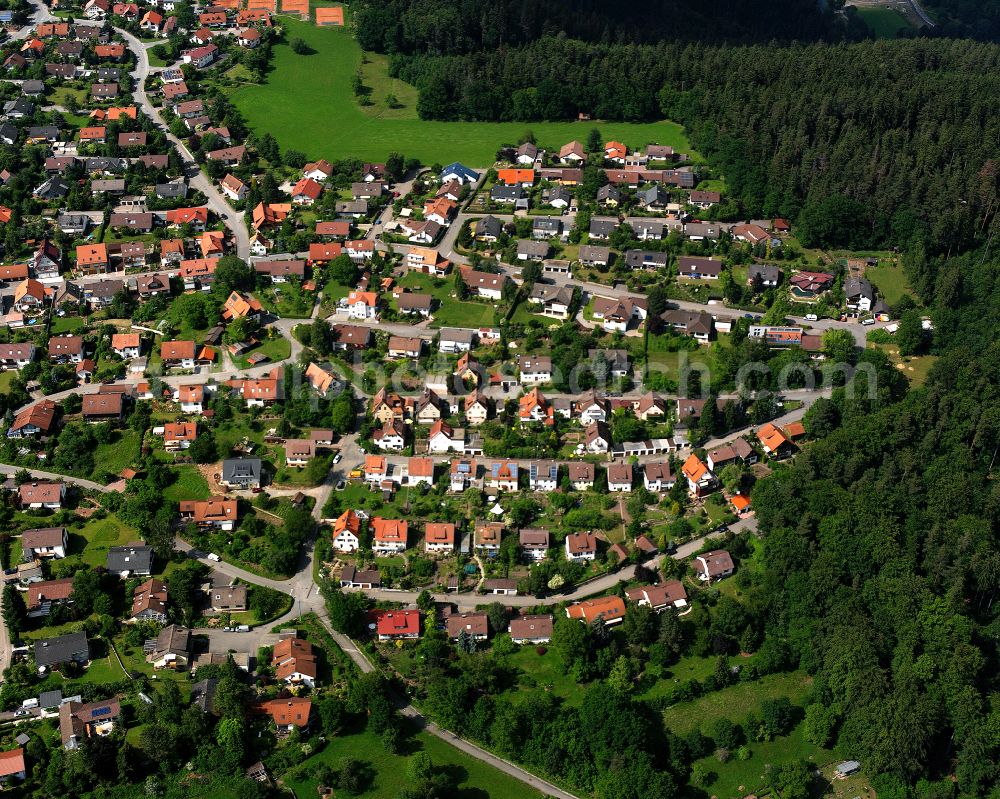 Alzenberg from above - Single-family residential area of settlement in Alzenberg in the state Baden-Wuerttemberg, Germany