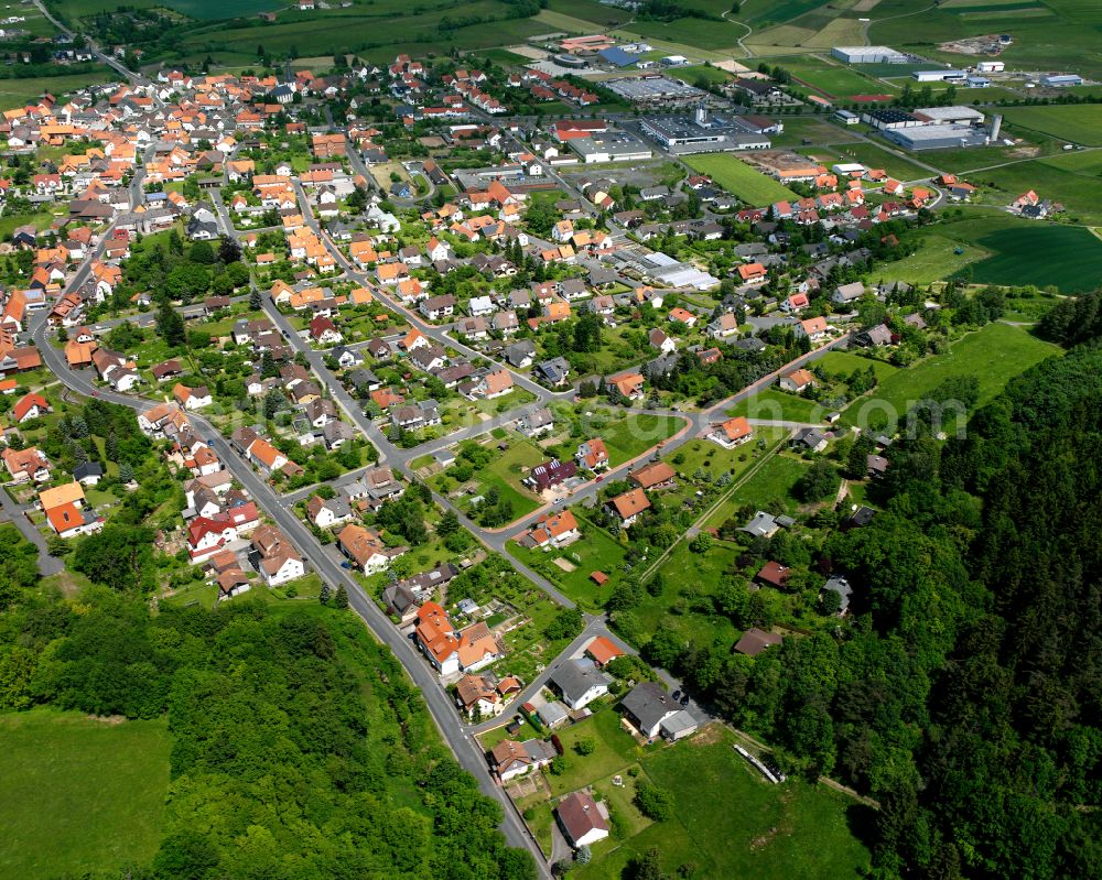 Aerial image Angersbach - Single-family residential area of settlement in Angersbach in the state Hesse, Germany