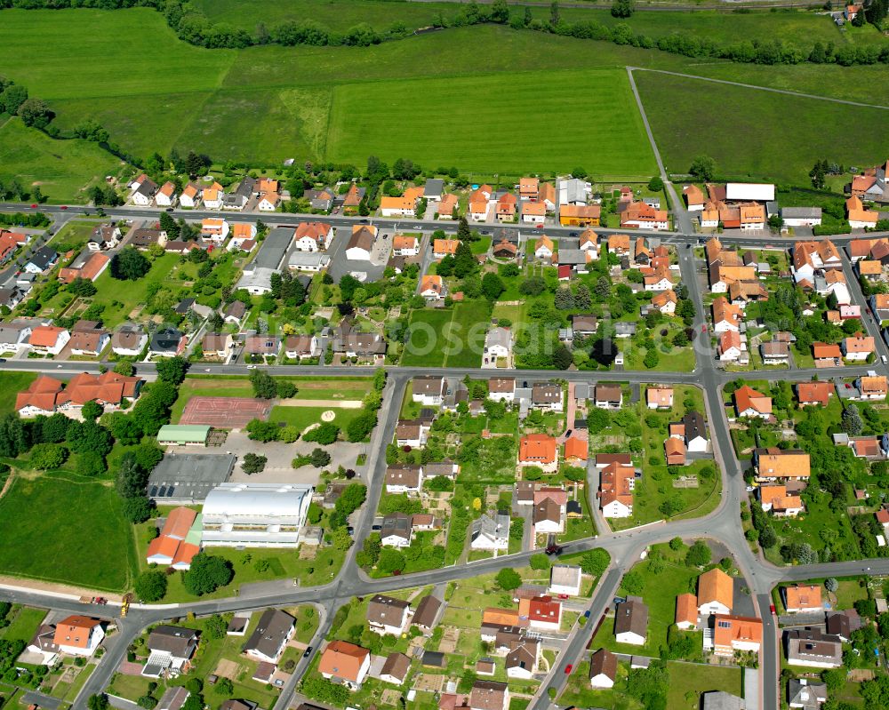 Angersbach from above - Single-family residential area of settlement in Angersbach in the state Hesse, Germany