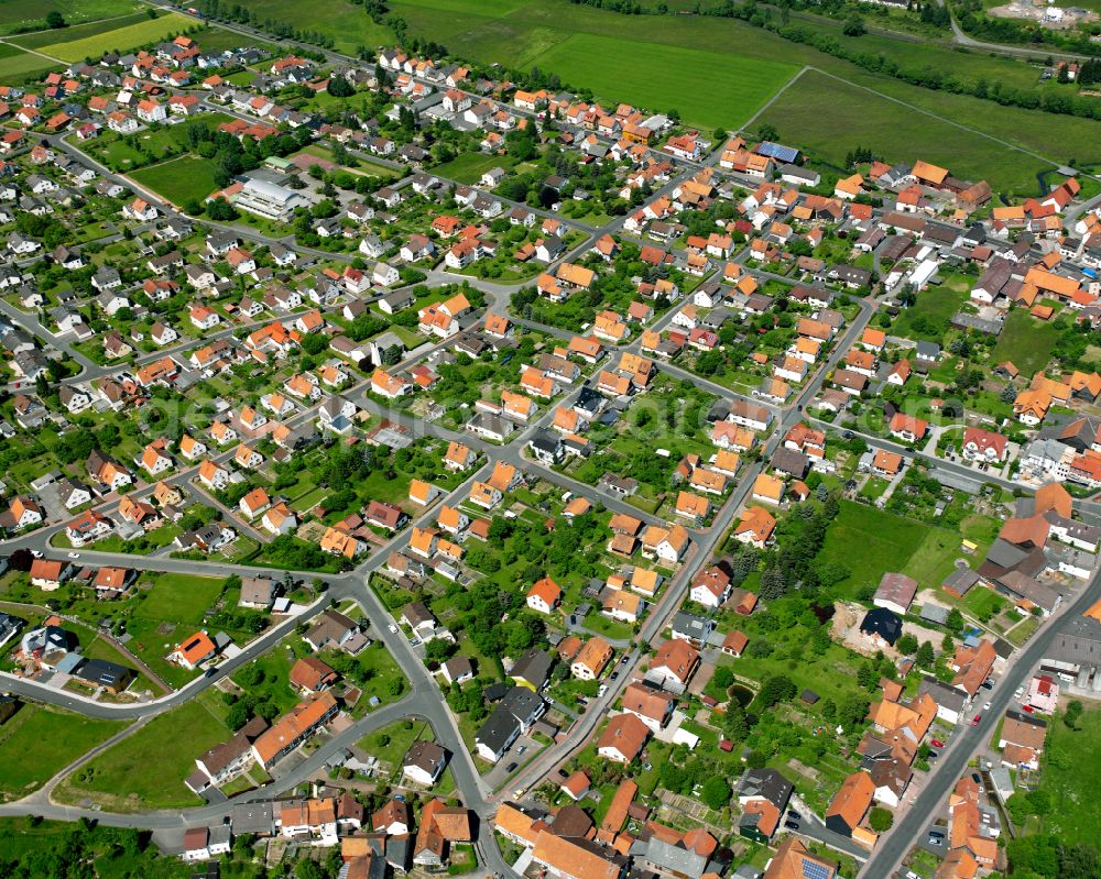 Angersbach from above - Single-family residential area of settlement in Angersbach in the state Hesse, Germany