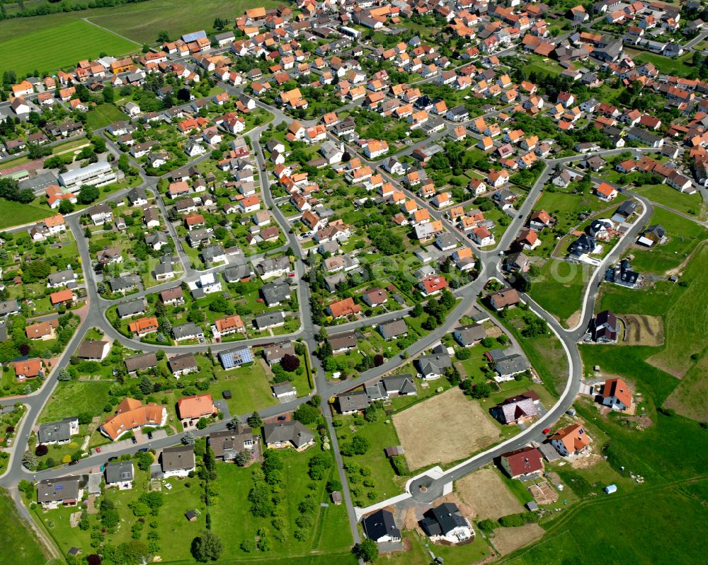 Angersbach from the bird's eye view: Single-family residential area of settlement in Angersbach in the state Hesse, Germany