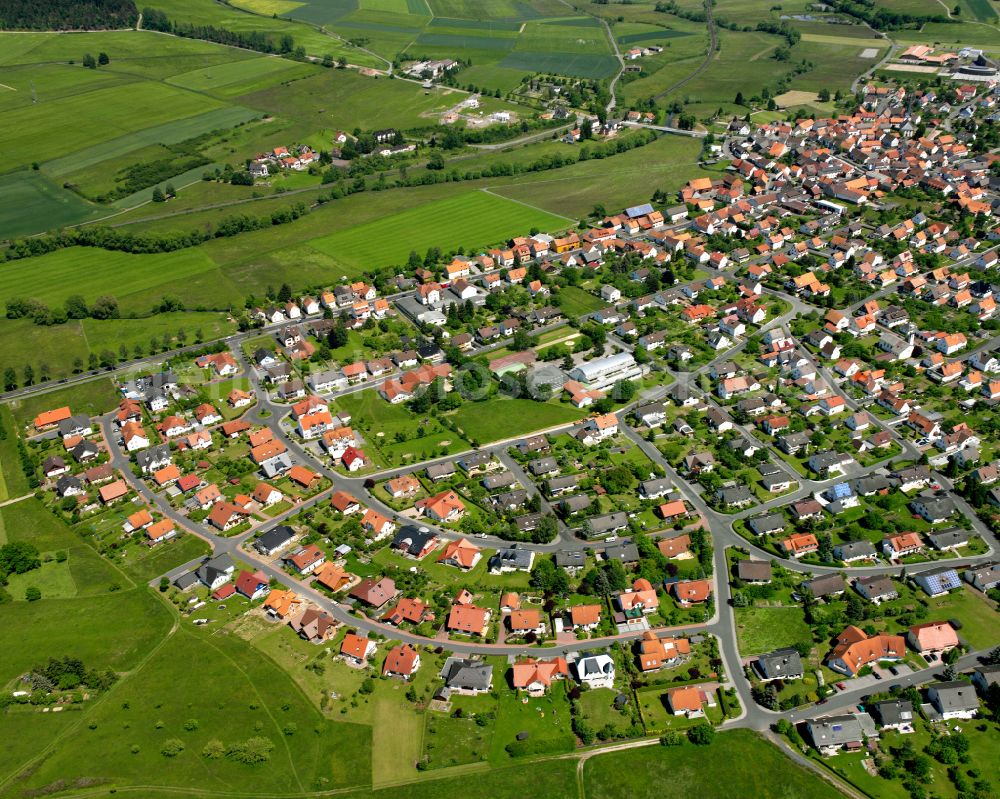 Aerial image Angersbach - Single-family residential area of settlement in Angersbach in the state Hesse, Germany