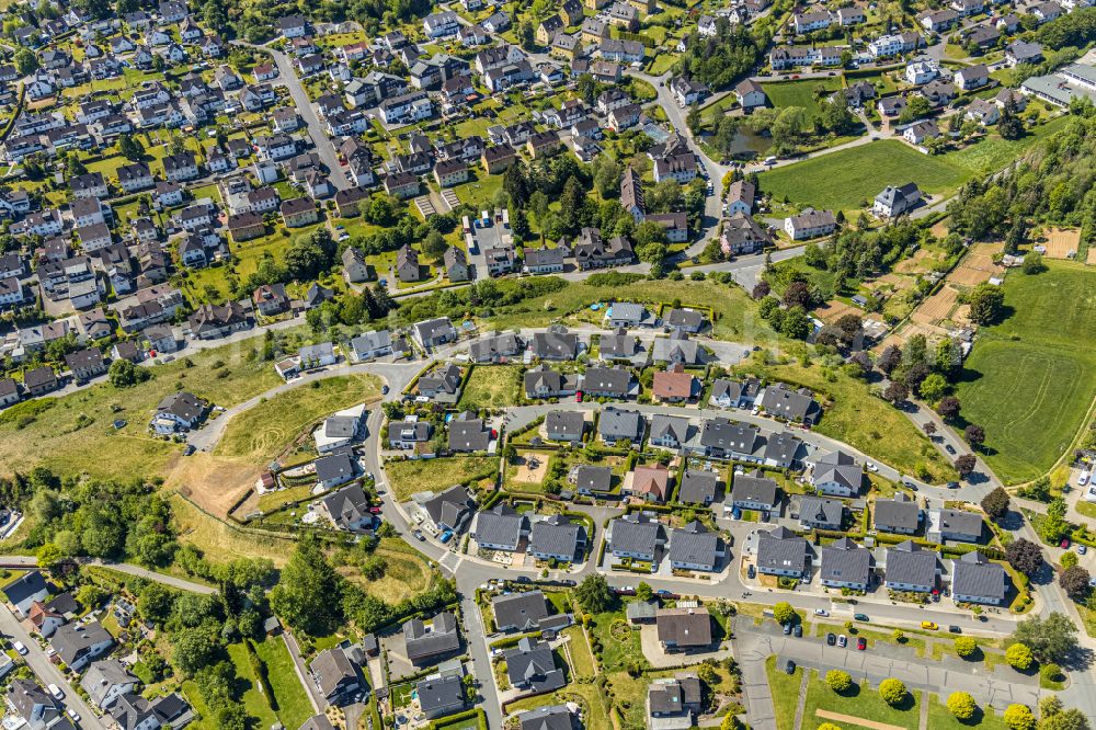 Attendorn from above - Single-family residential area of settlement in Attendorn in the state North Rhine-Westphalia, Germany