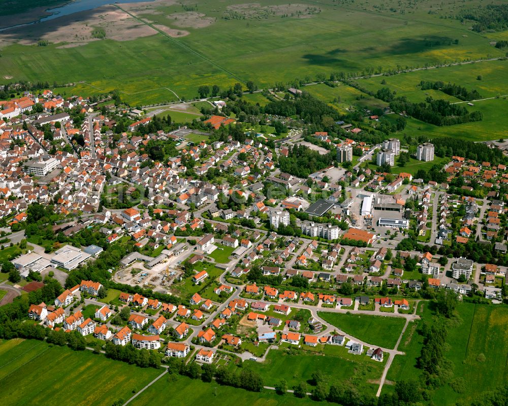 Bad Buchau from above - Single-family residential area of settlement in Bad Buchau in the state Baden-Wuerttemberg, Germany