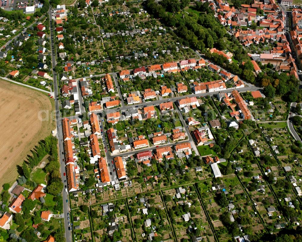 Bad Langensalza from the bird's eye view: Single-family residential area of settlement in Bad Langensalza in the state Thuringia, Germany