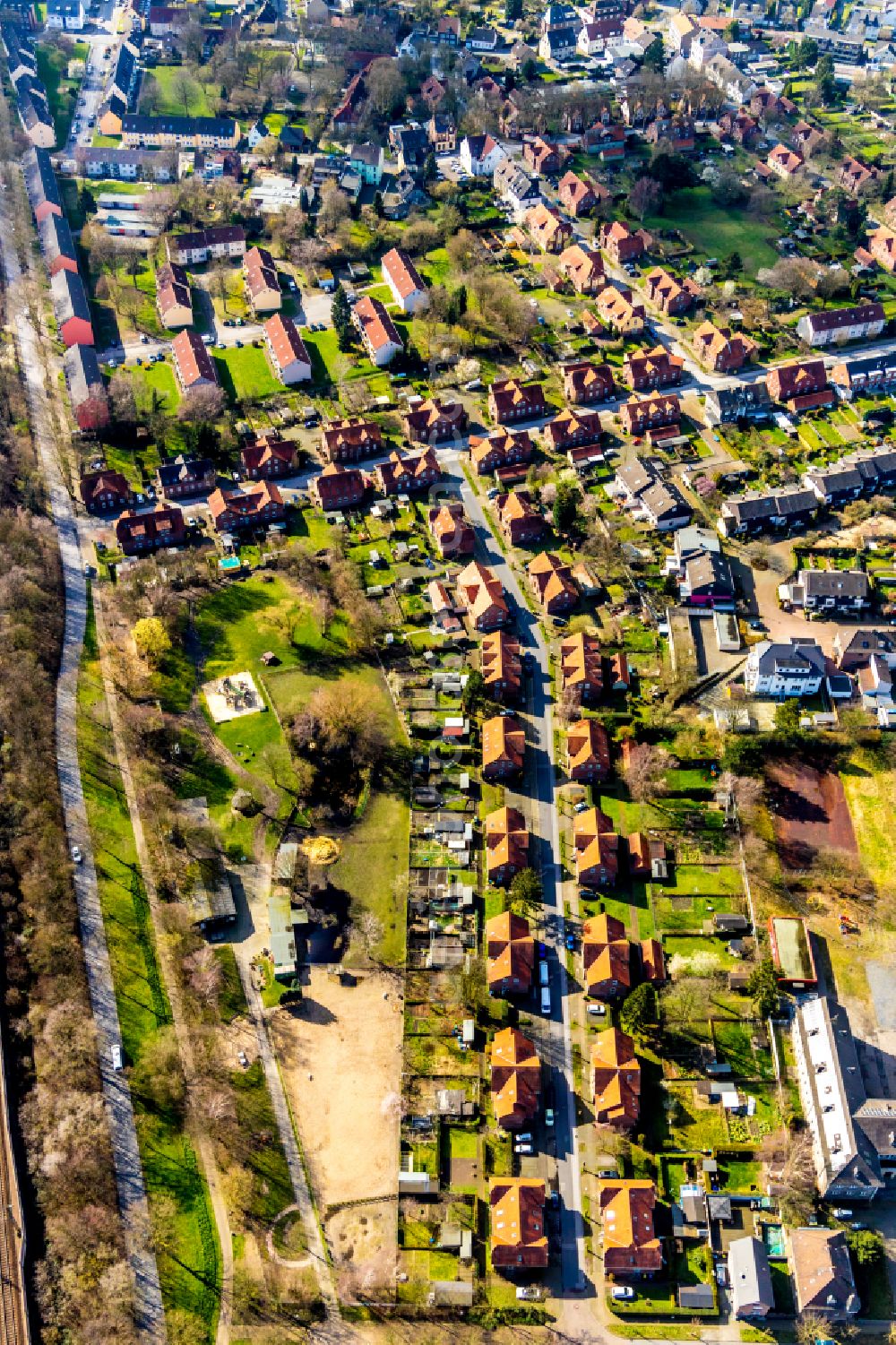 Batenbrock from the bird's eye view: Residential area of single-family settlement in Batenbrock in the state North Rhine-Westphalia, Germany