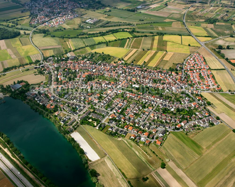 Aerial image Büchenau - Single-family residential area of settlement in Büchenau in the state Baden-Wuerttemberg, Germany