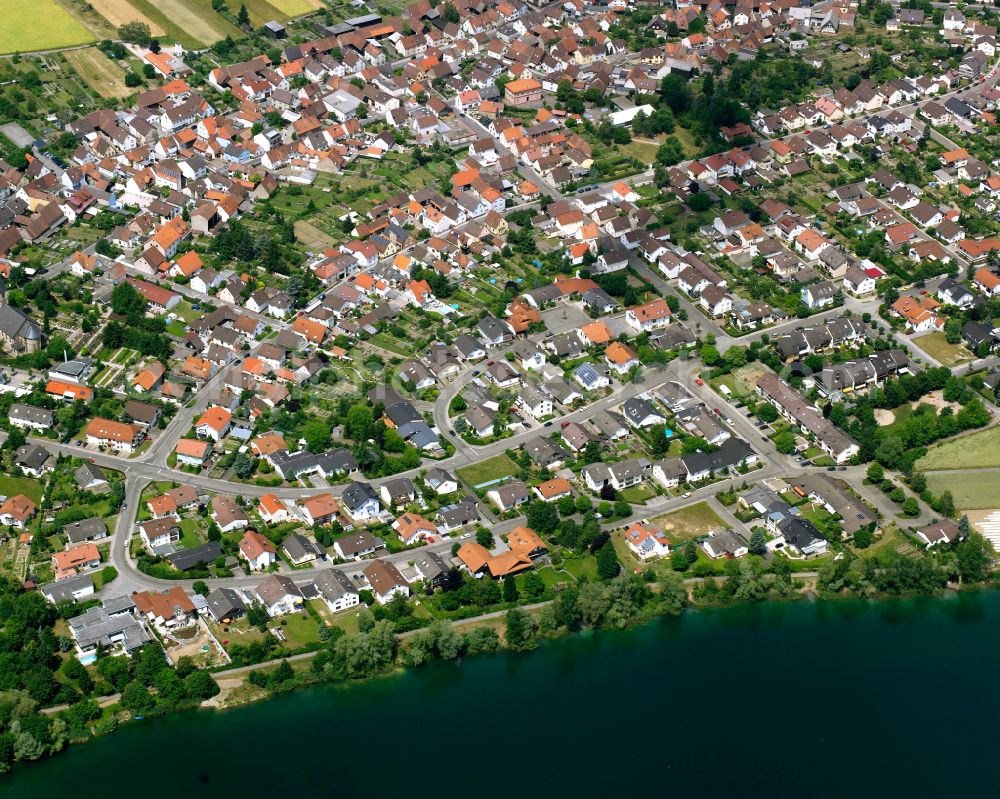 Büchenau from above - Single-family residential area of settlement in Büchenau in the state Baden-Wuerttemberg, Germany