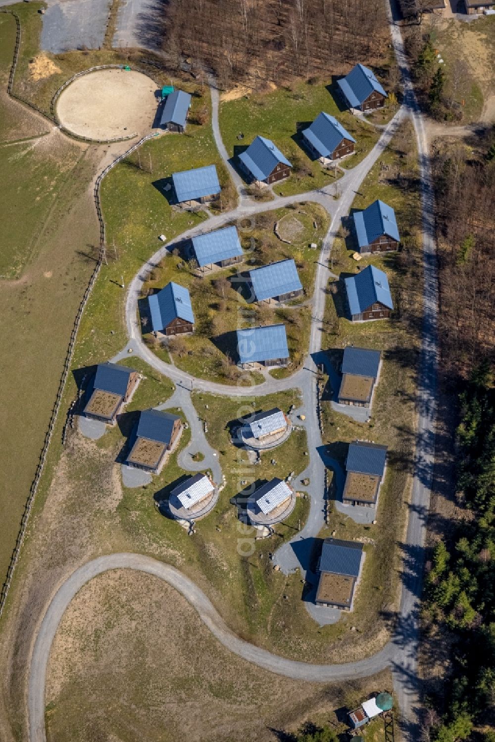 Aerial photograph Bergdorf LiebesGrün - Single-family residential area of settlement in Bergdorf LiebesGruen in the state North Rhine-Westphalia, Germany