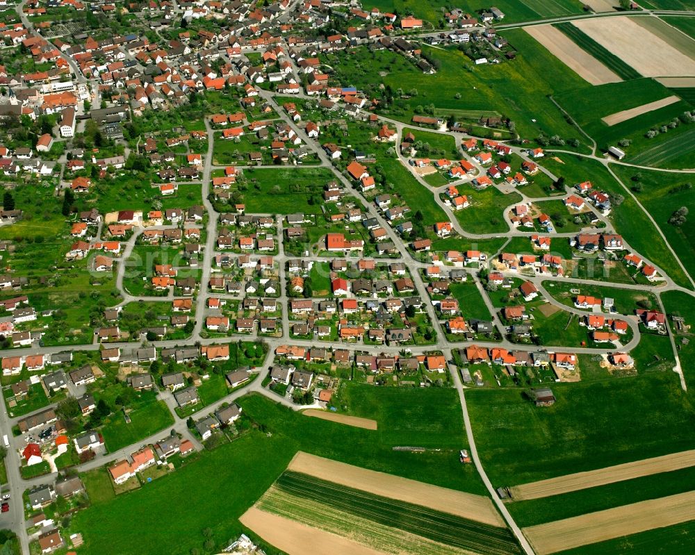 Böhmenkirch from above - Single-family residential area of settlement in Böhmenkirch in the state Baden-Wuerttemberg, Germany