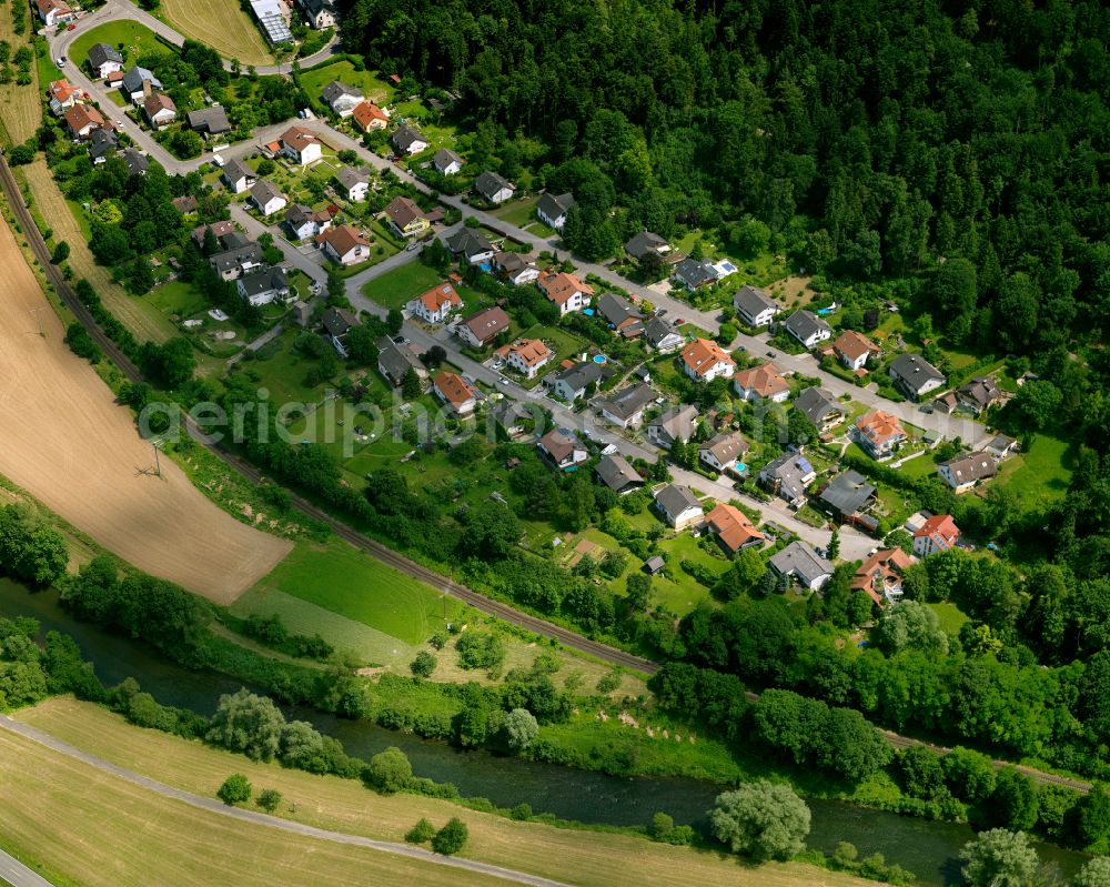 Bieringen from the bird's eye view: Single-family residential area of settlement in Bieringen in the state Baden-Wuerttemberg, Germany