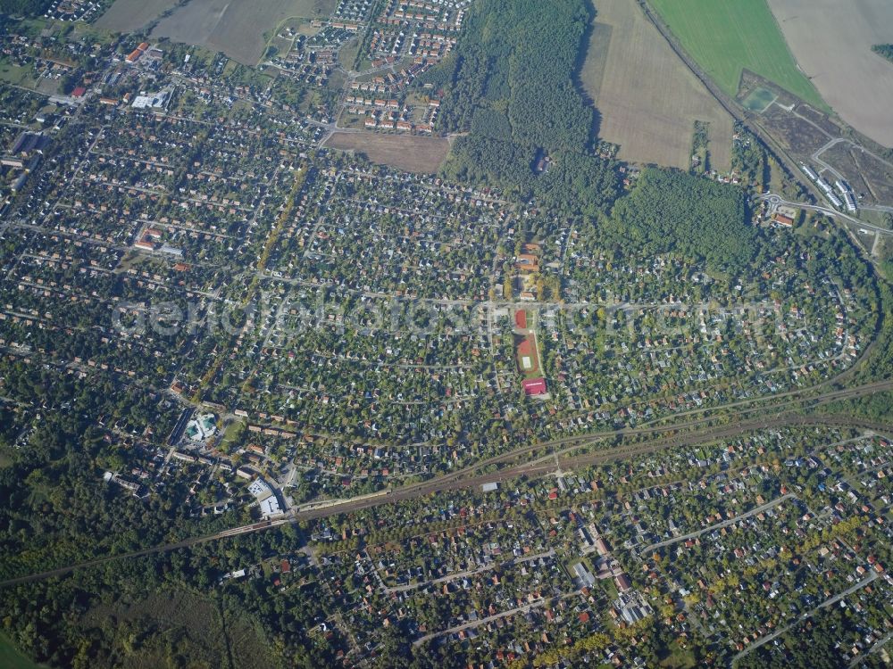 Blankenfelde-Mahlow from above - Single-family residential area of settlement in Blankenfelde-Mahlow in the state Brandenburg