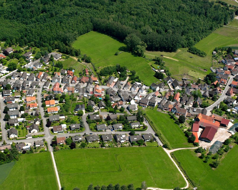 Bodersweier from above - Single-family residential area of settlement in Bodersweier in the state Baden-Wuerttemberg, Germany