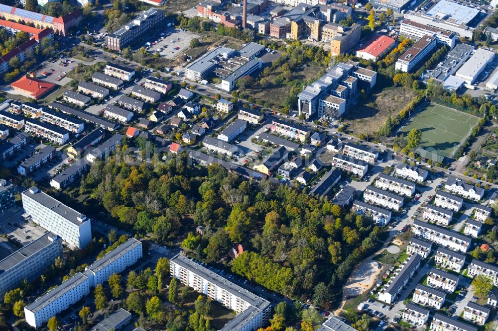 Aerial image Berlin - Single-family residential area of settlement Bornitzstrasse in the district Lichtenberg in Berlin, Germany