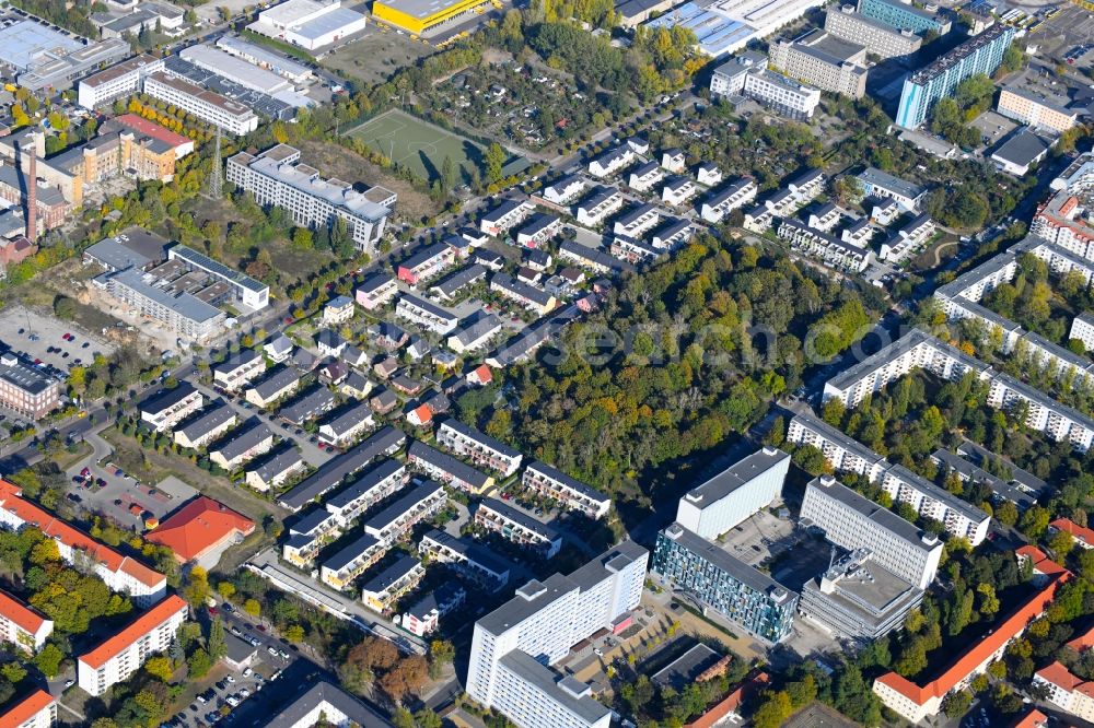 Berlin from above - Single-family residential area of settlement Bornitzstrasse in the district Lichtenberg in Berlin, Germany