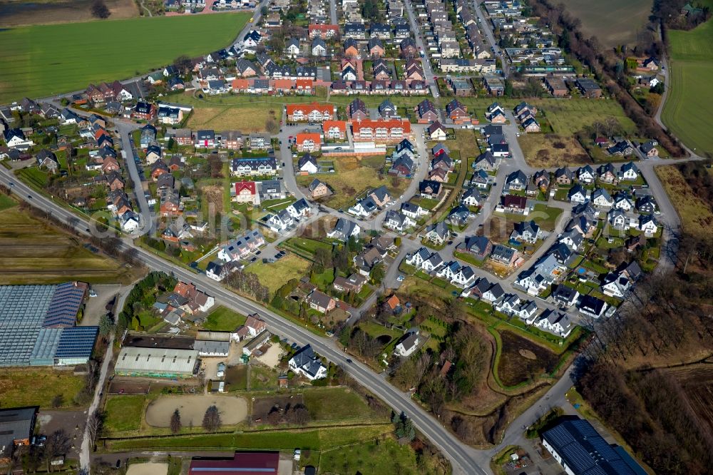 Bottrop from the bird's eye view: Single-family residential area of settlement im Stadtteil Kirchhellen in Bottrop in the state North Rhine-Westphalia