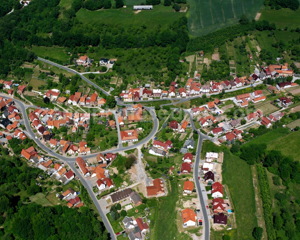 Brehme from above - Single-family residential area of settlement in Brehme in the state Thuringia, Germany