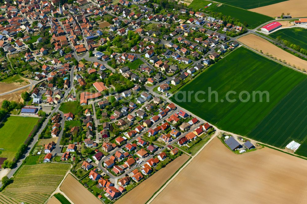 Aerial photograph Buchbrunn - Single-family residential area of settlement in Buchbrunn in the state Bavaria, Germany