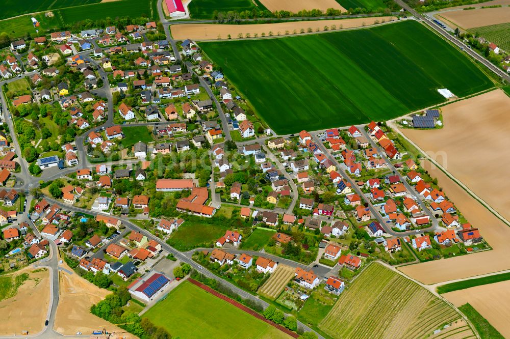 Buchbrunn from the bird's eye view: Single-family residential area of settlement in Buchbrunn in the state Bavaria, Germany