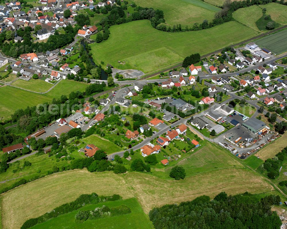 Burg-Gemünden from the bird's eye view: Single-family residential area of settlement in Burg-Gemünden in the state Hesse, Germany