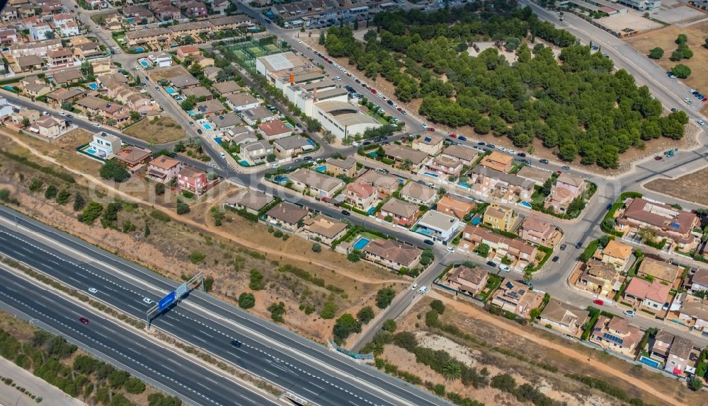 Aerial image Marratxi - Single-family residential area of settlement on Carrer Rosa in Marratxi in Balearic island of Mallorca, Spain