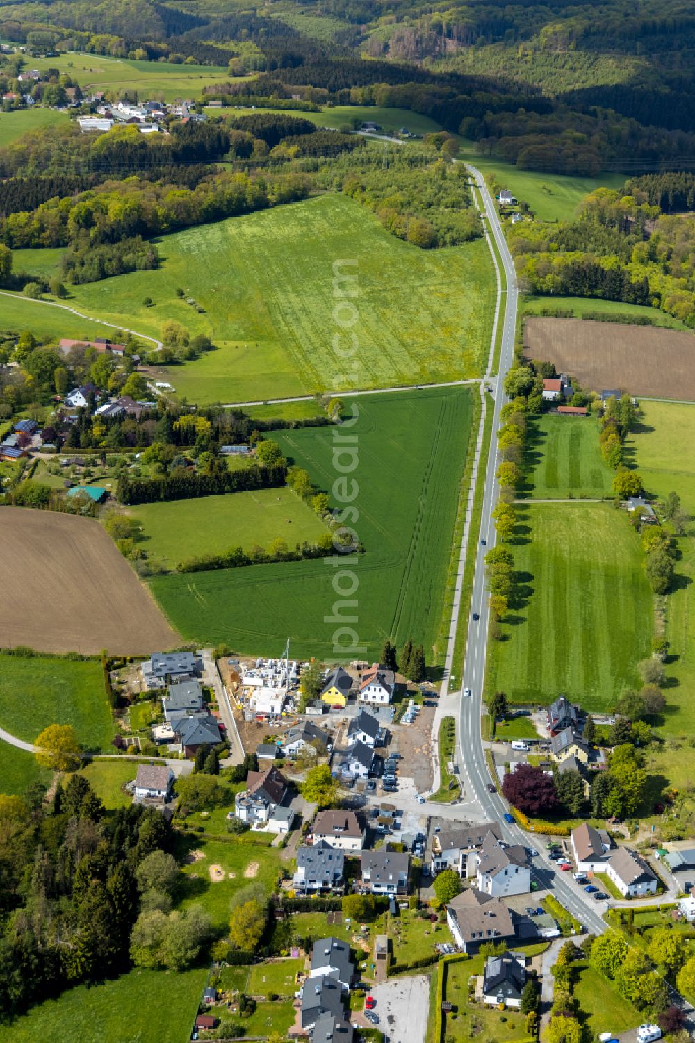 Aerial photograph Delle - Residential area of single-family settlement in Delle in the state North Rhine-Westphalia, Germany