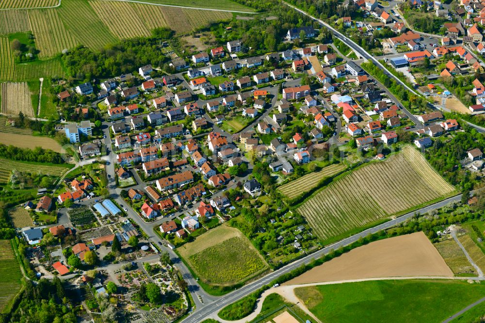 Dettelbach from above - Single-family residential area of settlement in Dettelbach in the state Bavaria, Germany