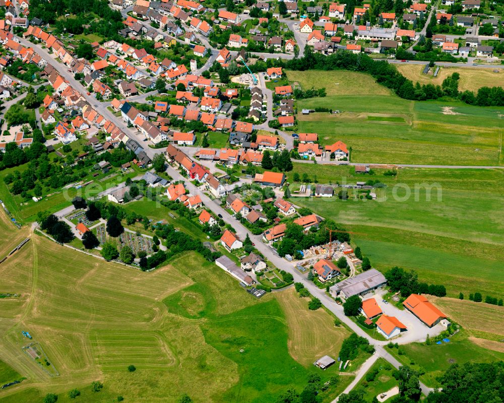 Dettingen from above - Single-family residential area of settlement in Dettingen in the state Baden-Wuerttemberg, Germany