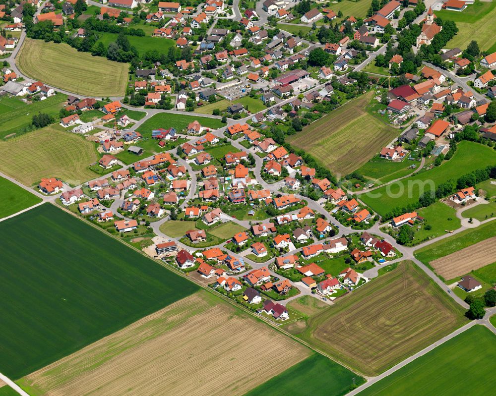 Dettingen an der Iller from above - Single-family residential area of settlement in Dettingen an der Iller in the state Baden-Wuerttemberg, Germany