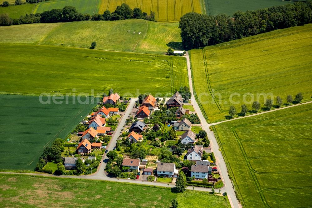 Aerial image Diemelstadt - Single-family residential area of settlement on Tannenstrasse - Schmidtswiese in Diemelstadt in the state Hesse, Germany