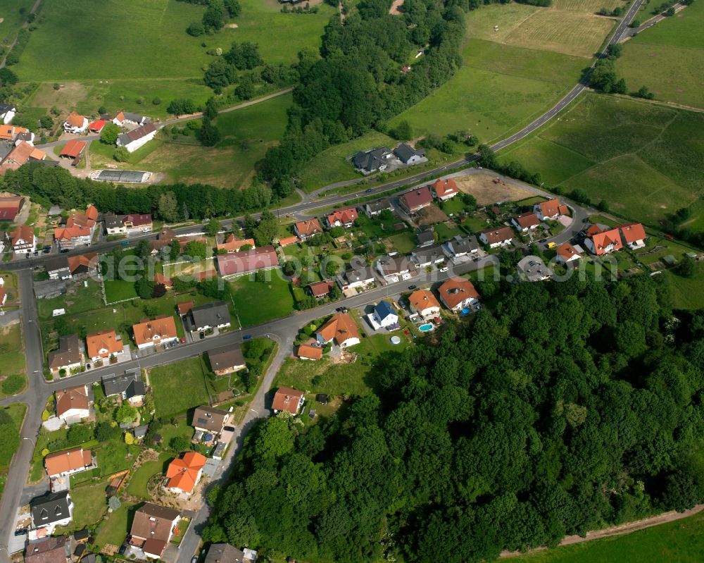 Aerial photograph Eichelsachsen - Single-family residential area of settlement in Eichelsachsen in the state Hesse, Germany