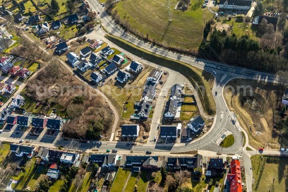 Witten from the bird's eye view: Single-family residential area of settlement entlang Alte Strasse in Witten in the state North Rhine-Westphalia, Germany