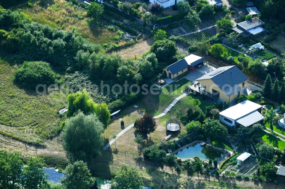 Aerial image Osterburg (Altmark) - Single-family residential area of settlement along the Biese in Osterburg (Altmark) in the state Saxony-Anhalt, Germany