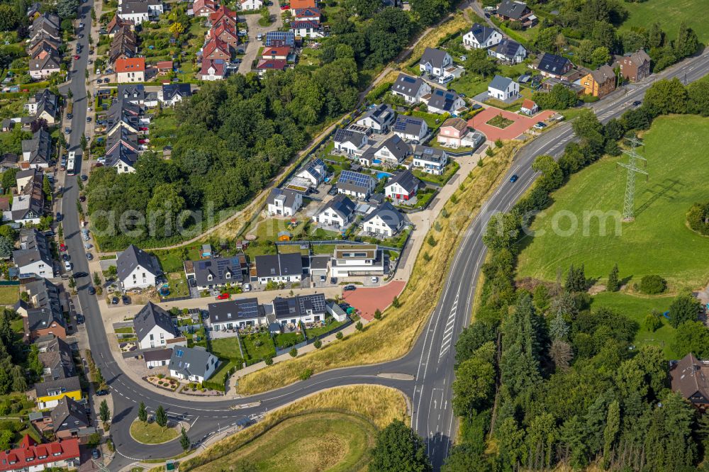 Witten from the bird's eye view: Single-family residential area of settlement along the Bommeraner Heide in Witten in the state North Rhine-Westphalia, Germany