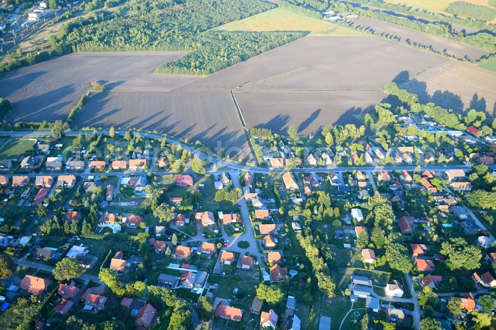 Aerial image Hagenow - Single-family residential area of settlement along the Hagenow-Heide-Chausee in Hagenow in the state Mecklenburg - Western Pomerania, Germany