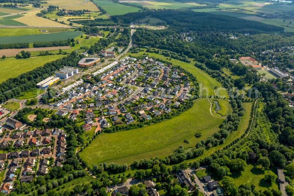 Duisburg from above - Single-family residential area of settlement along the Heinz-Troekes-Strasse - Johannes-Molzahn-Strasse in Duisburg in the state North Rhine-Westphalia, Germany