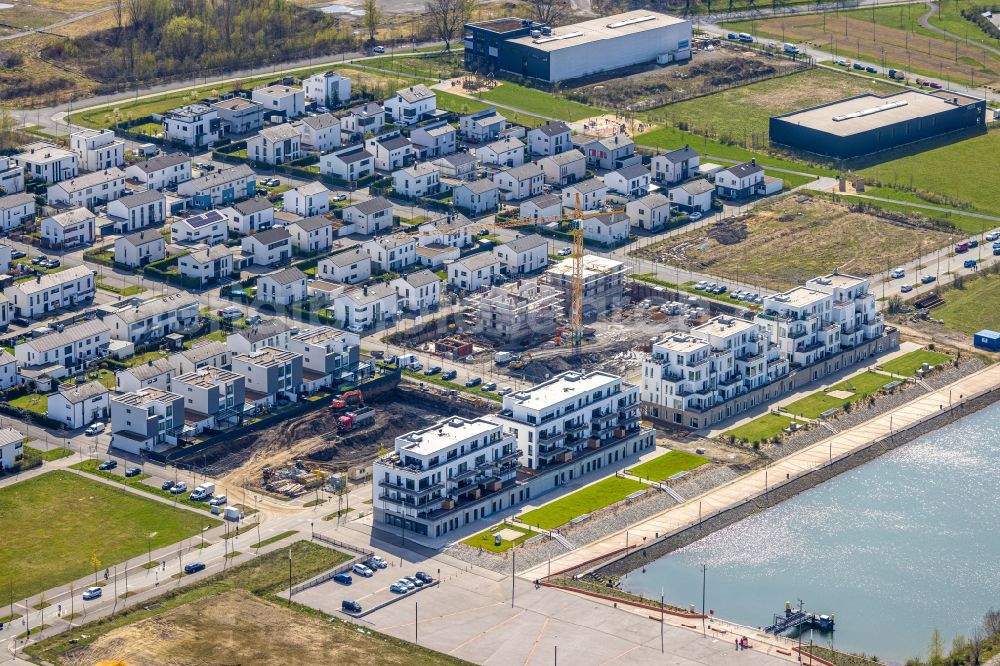 Aerial photograph Gelsenkirchen - Single-family residential area of settlement along the Johannes-Rau-Allee in Gelsenkirchen in the state North Rhine-Westphalia, Germany