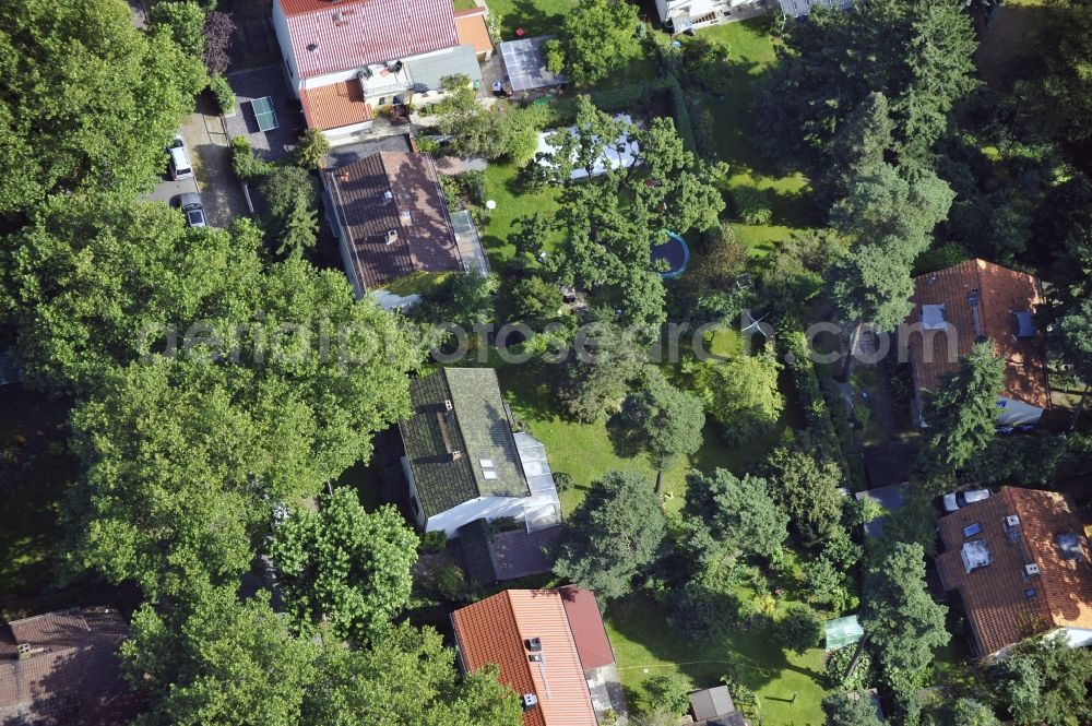 Aerial image Berlin - Single-family residential area of settlement along the Platanenstrasse in the district Niederschoenhausen in Berlin, Germany