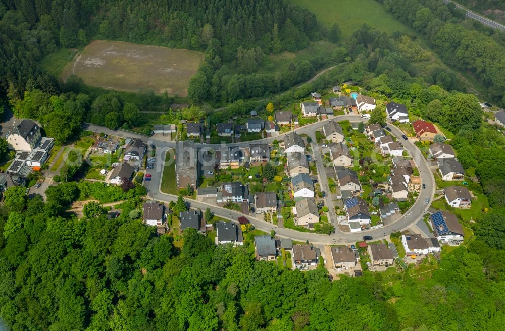 Aerial photograph Rummenohl - Single-family residential area of settlement along the Ringstrasse in Rummenohl in the state North Rhine-Westphalia, Germany