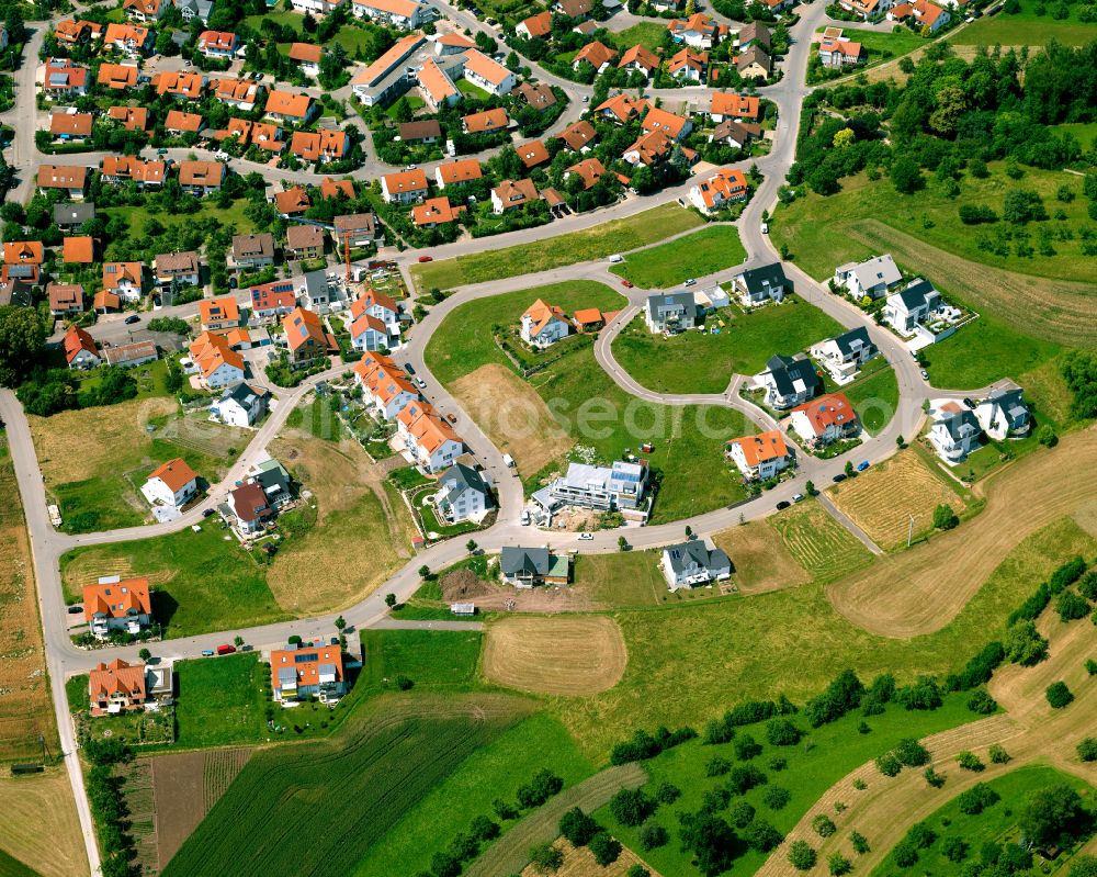 Entringen from above - Single-family residential area of settlement in Entringen in the state Baden-Wuerttemberg, Germany