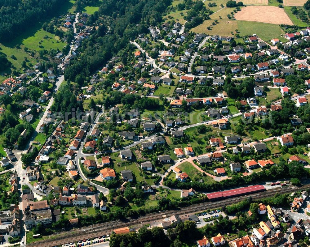 Aerial image Erbach - Single-family residential area of settlement in Erbach Odenwaldkreis in the state Hesse, Germany