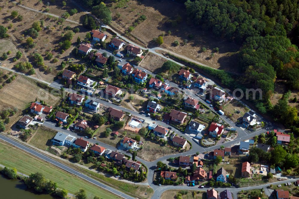 Aerial image Erlach - Single-family residential area of settlement in Erlach in the state Bavaria, Germany