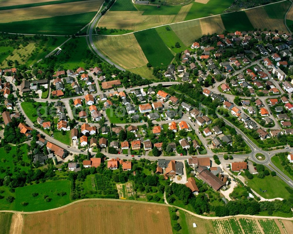 Eschenbach from above - Single-family residential area of settlement in Eschenbach in the state Baden-Wuerttemberg, Germany