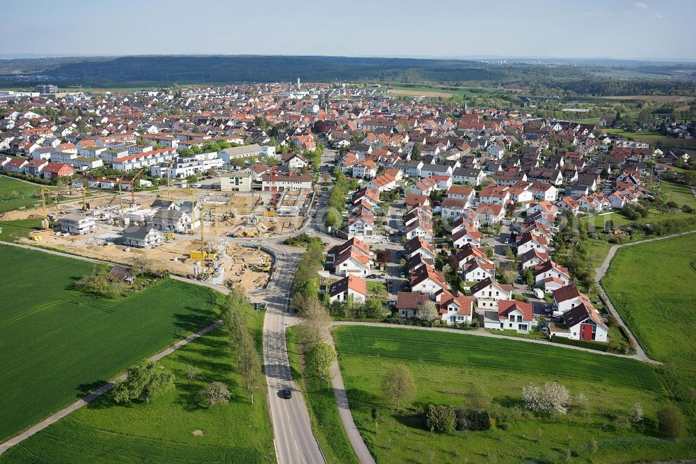 Aerial photograph Rutesheim - Single-family residential area of settlement Flachter Strasse in Rutesheim in the state Baden-Wuerttemberg