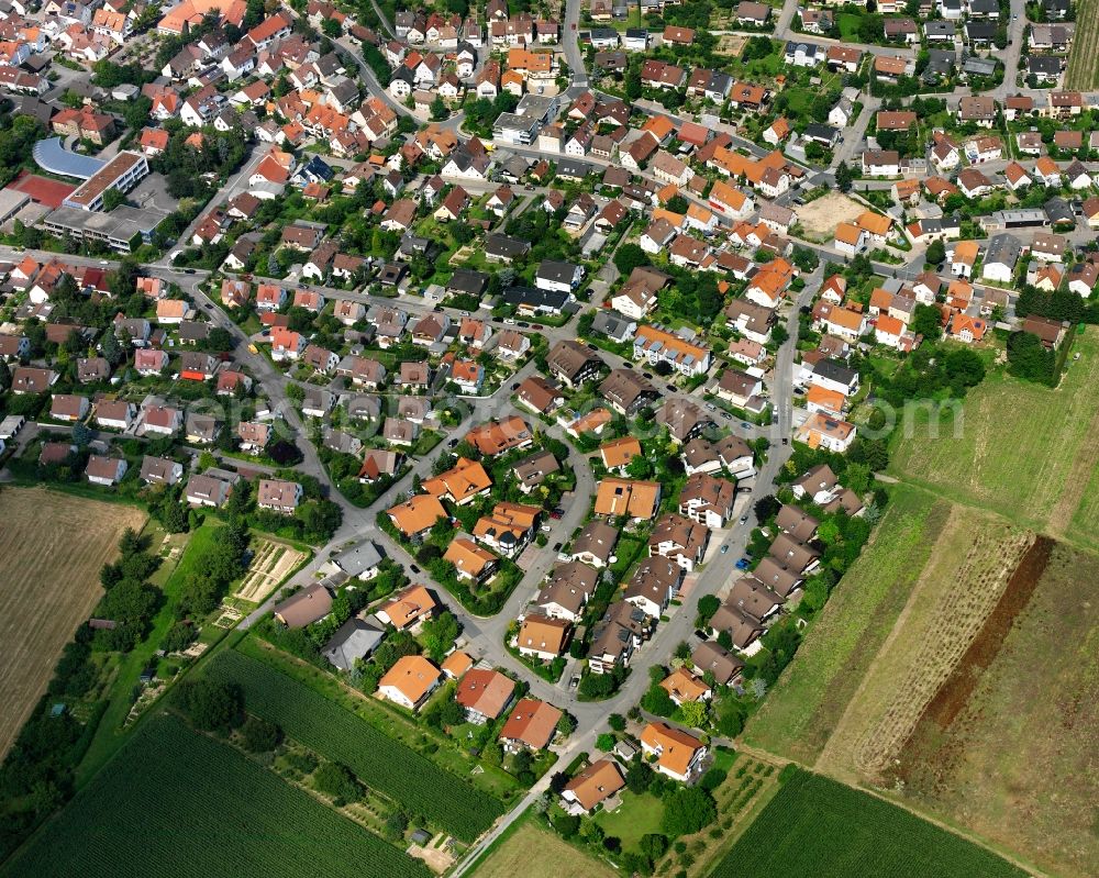 Flein from above - Single-family residential area of settlement in Flein in the state Baden-Wuerttemberg, Germany