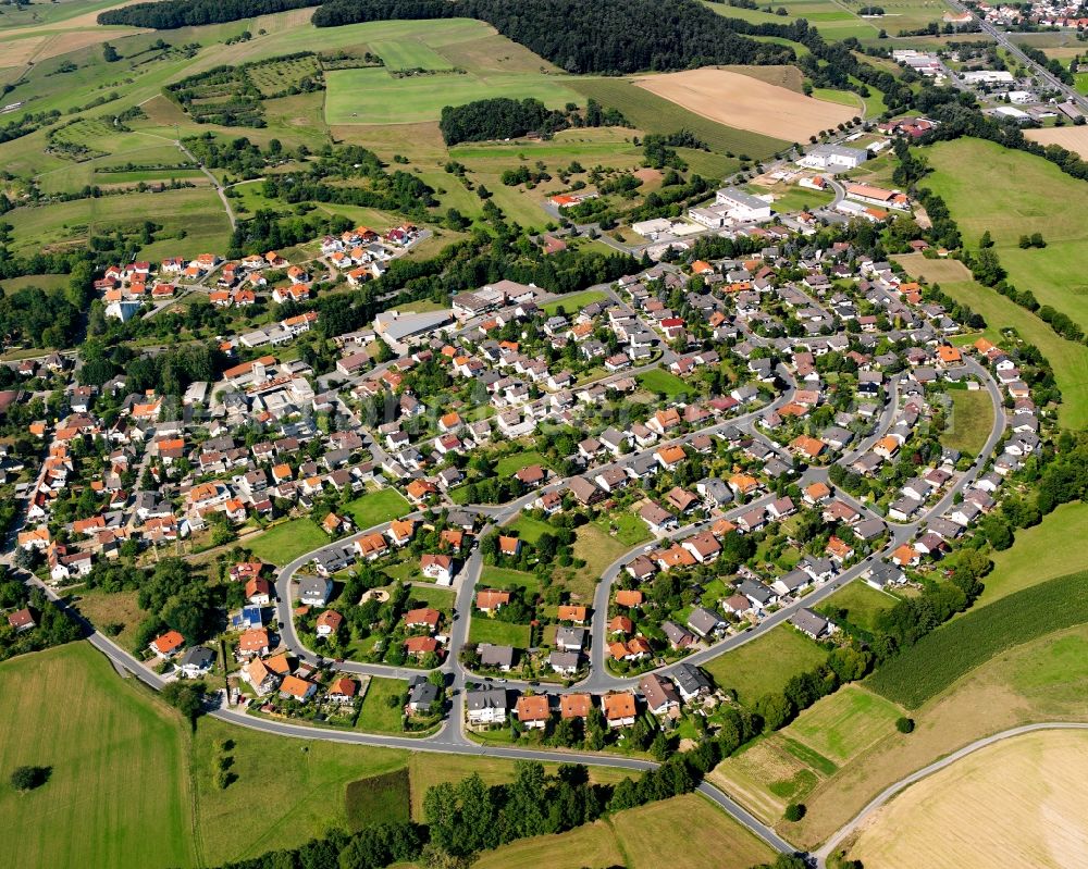 Aerial image Fränkisch-Crumbach - Single-family residential area of settlement in Fränkisch-Crumbach in the state Hesse, Germany