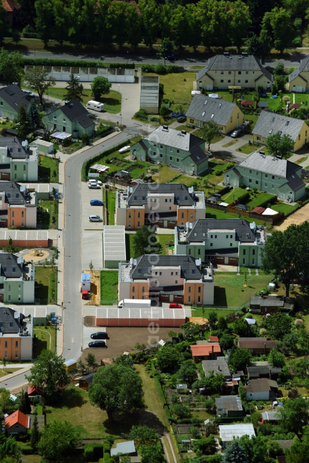 Aerial image Bernau - Single-family residential area of settlement a??Gartenstadt Fichtestrassea?? in Bernau in the state Brandenburg, Germany